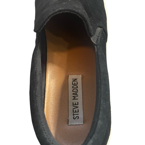Steve Madden Gills Black Suede Slip On Platform Sneakers Size 8 - Picture 6 of 6